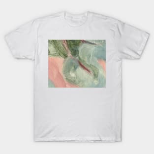 Abstract Oil Painting Herbal Green Pink Blush 1c21 T-Shirt